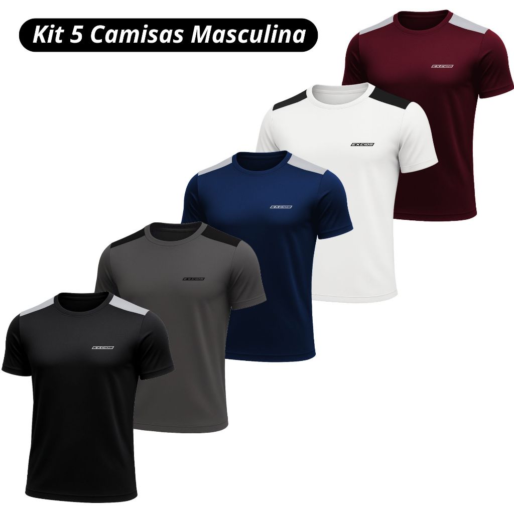 Kit 5 Camisas Dry Fit Masculino Academia Tecido Leve Musculação e Treino Atacado em Oferta na Shopee