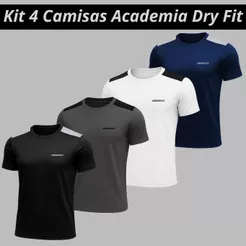 Kit 4 Camisetas Fit Academia Camisa Masculina Exercicios Corrida Treino