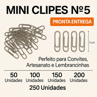 Clips de Papel Nº 5 - Prateado - Mini Clipes para Convites - Papelaria e Artesanato em Oferta na Shopee