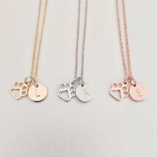 Colar Pingente Pata + Inicial Aço Inoxidável Patinha Gato Cachorro Pet Letra Fofo Delicado Presente em Oferta na Shopee
