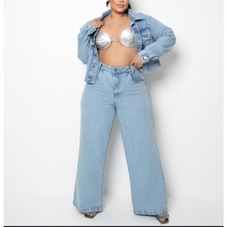 Calça Wide Leg Pantalona Plus Size CLARA Lisa