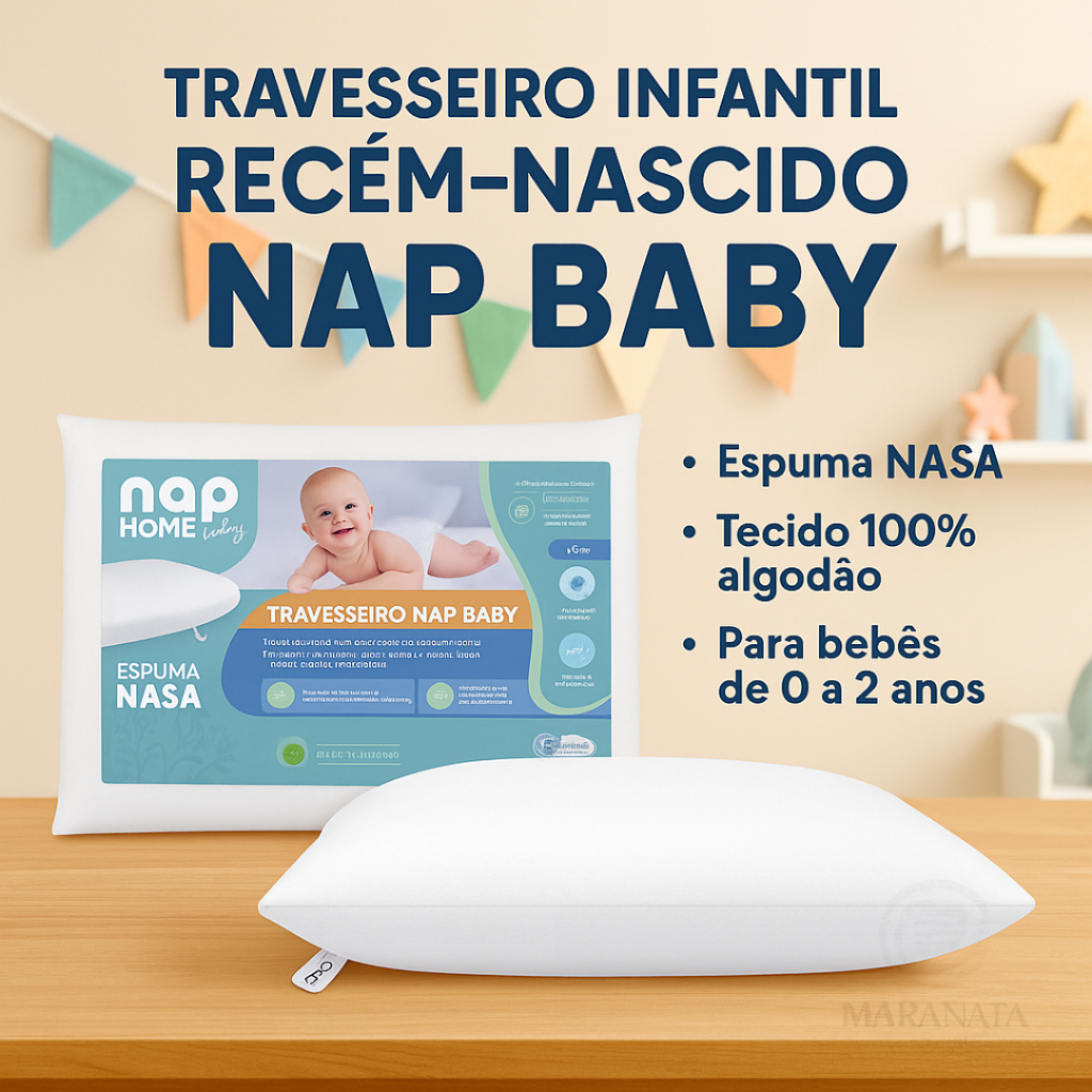 Travesseiro Infantil Recém-Nascido Ortopédico Espuma NASA Anti Sufocante Hipoalergênico Home Baby
