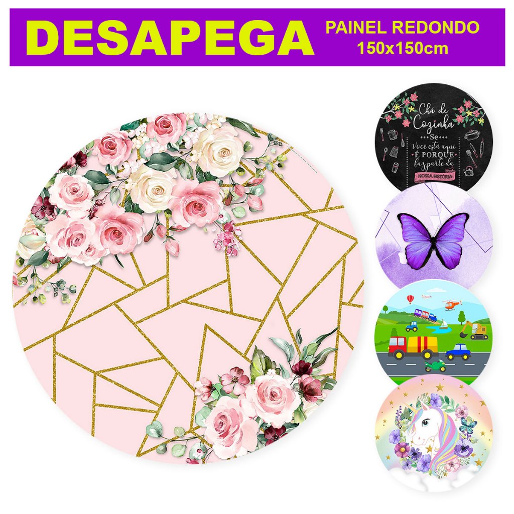 Painel Redondo Decoração de Festa Em Tecido c/Elástico 1,5m Vários Modelos - Desapega em Oferta na Shopee