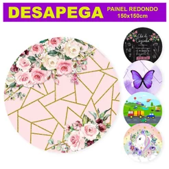 Painel Redondo Decoração de Festa Em Tecido c/Elástico 1,5m Vários Modelos - Desapega