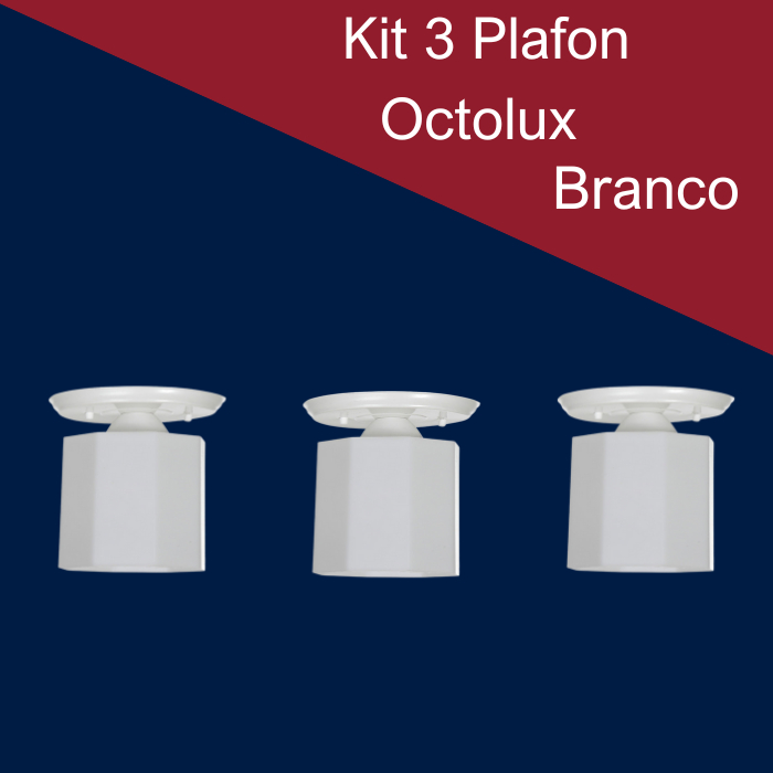 Kit 3 Plafon Octolux Termoplástico Luminária Teto Soquete E27 110v/220v Sala Quarto Cozinha 1 Lampada Branco Preto