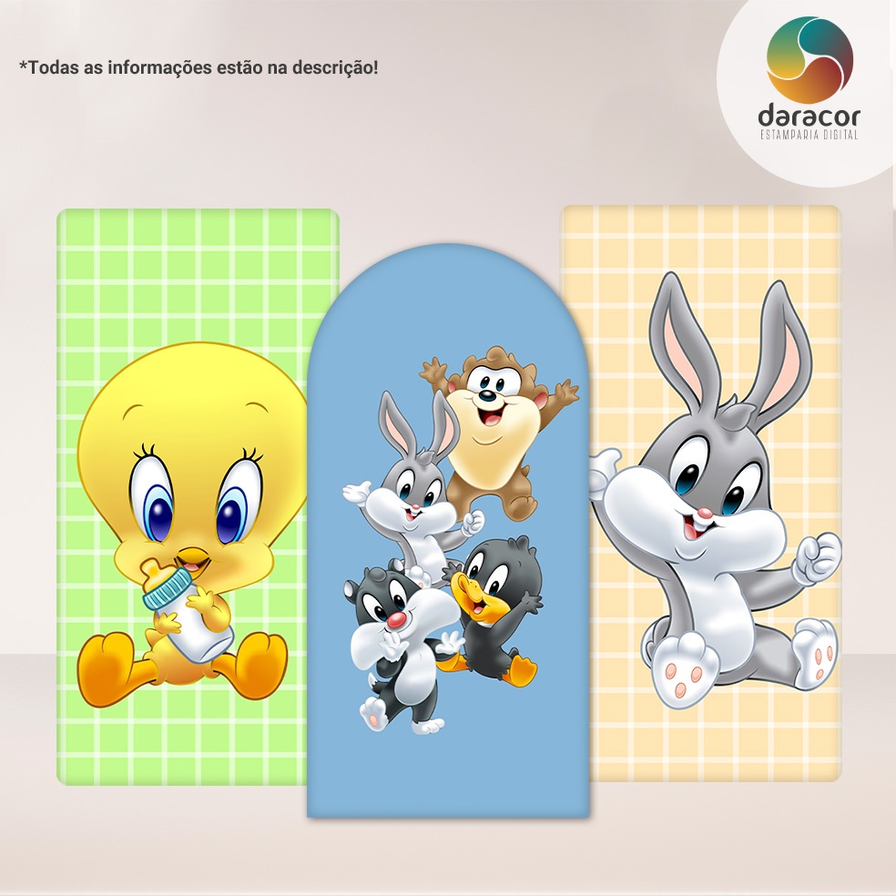 Capas de Painel Baby Toons 1x2m Face Única com Painel Romano e Meia Lua c/elástico e Retangular com Overlock - R06