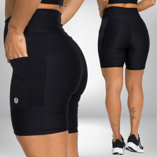 Short Legging Bermuda Flora Preto Com Bolsos Laterais e Cintura Alta Feminina Moda Fitness em Oferta na Shopee
