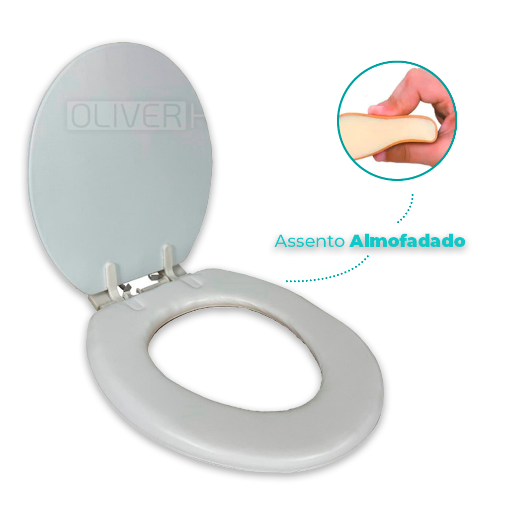 Assento Sanitário Almofadado Tampa Vaso Oval Universal Redondo Slim Oliver Home em Oferta na Shopee