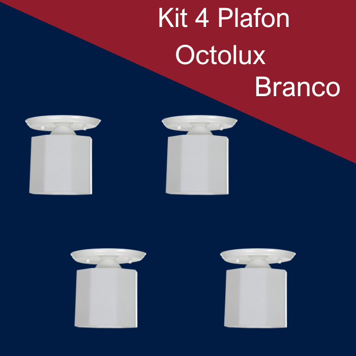 Kit 4 Plafon Octolux Termoplástico Luminária Teto Soquete E27 110v/220v Sala Quarto Cozinha 1 Lampada Branco Preto