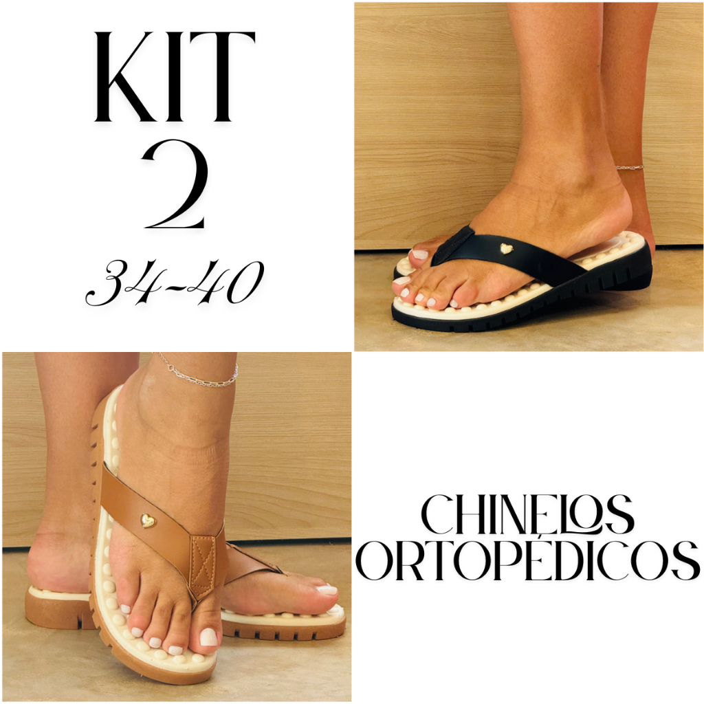 Kit 2 Chinelo Feminino Ortopédico Original Esporão Fascite Alívio Dores Nos Pés Sola Massageadora em Oferta na Shopee