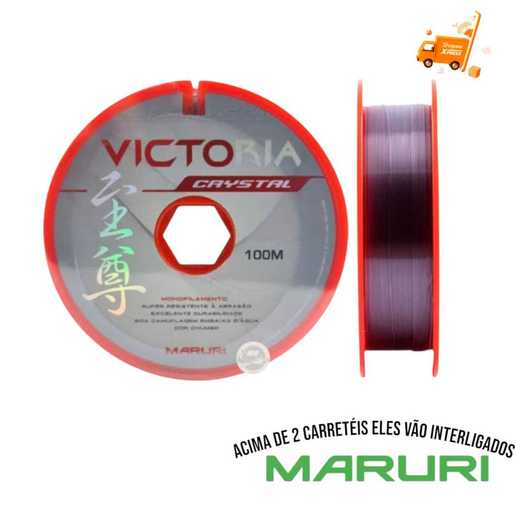 Linha Monofilamento 100m Várias Bitolas Victória Crystal Chumbo Maruri - Carretel Interligado