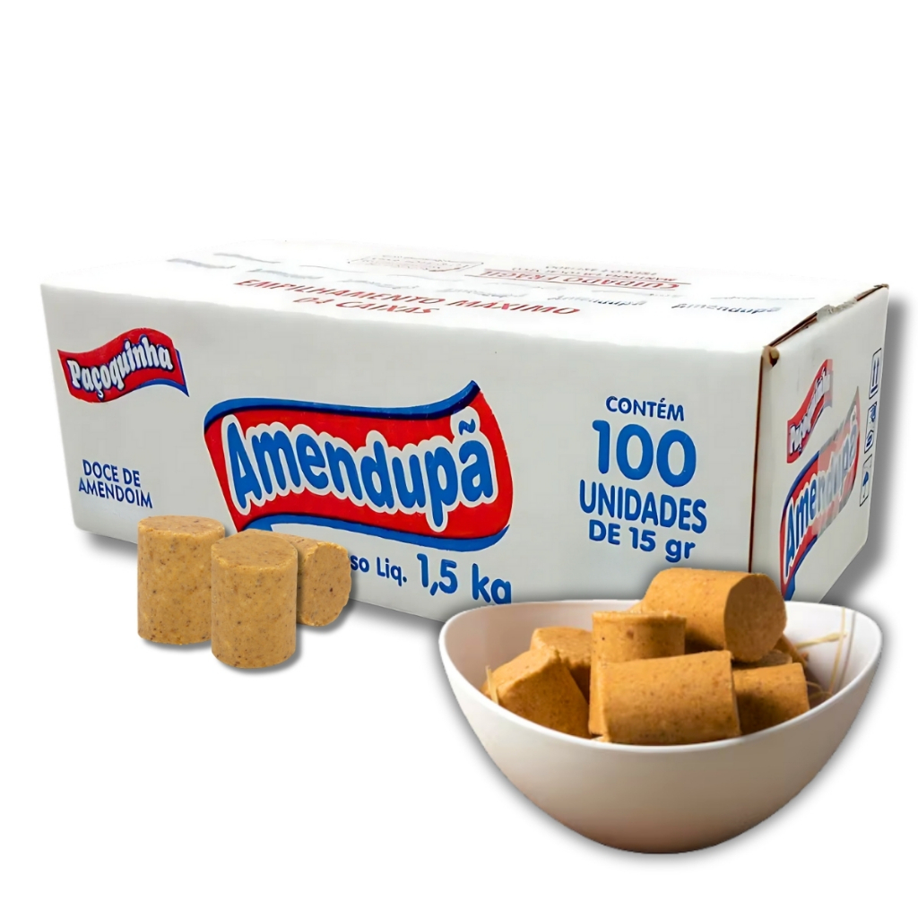 Paçoca Amendupã Caixa Com 100unidades 1,5kg