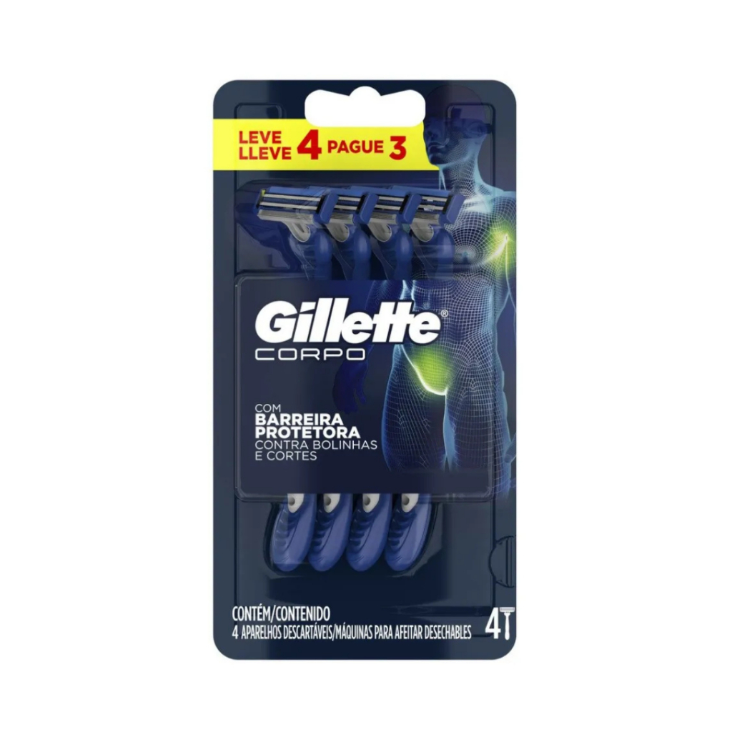 Aparelho De Barbear Gillette Corpo Leve 4 e Pague 3 Unidades em Oferta na Shopee