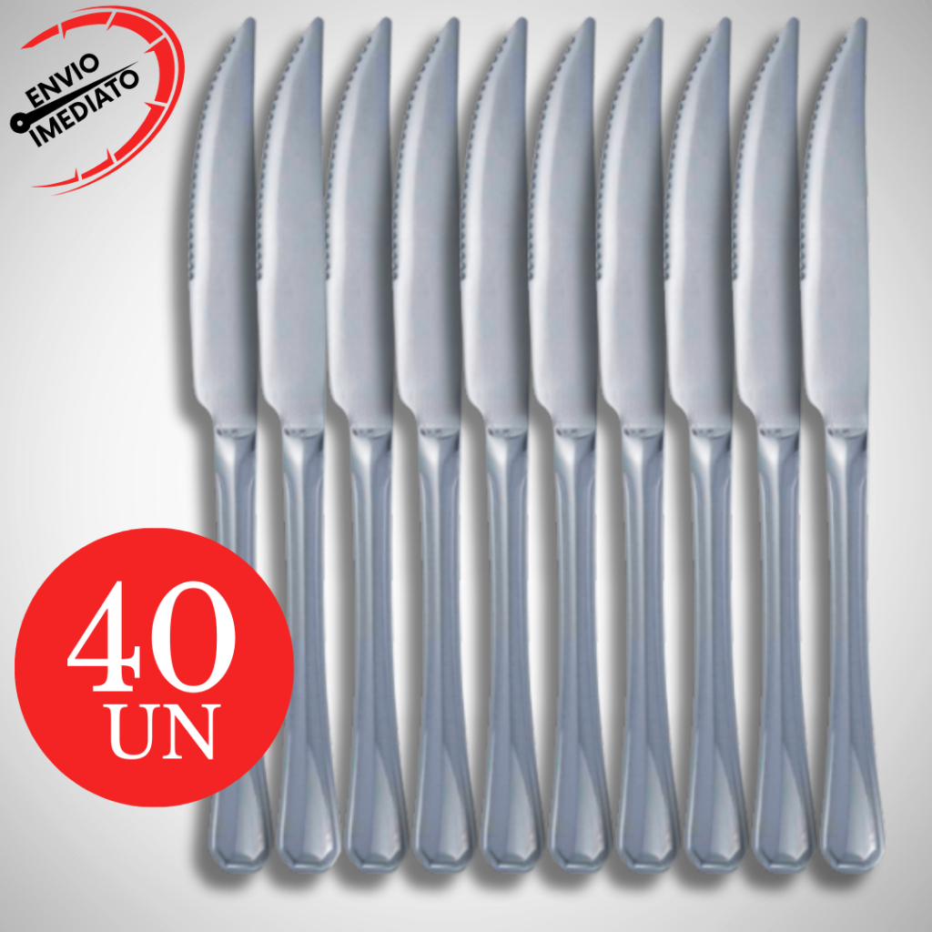 Kit Faca Mesa Com Ponta Inox Elegance Churrasco Pizzaria Buffet Casa Bar