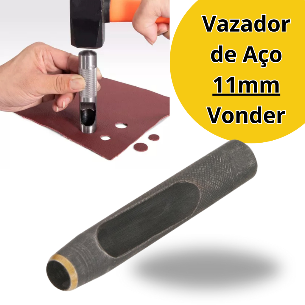 Furador Vazador 11mm Aço Couro Eva Junta Papelao Vonder - Vazador De Aço 11mm - Cilíndrico em Oferta na Shopee