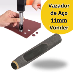 Furador Vazador 11mm Aço Couro Eva Junta Papelao Vonder - Vazador De Aço 11mm - Cilíndrico