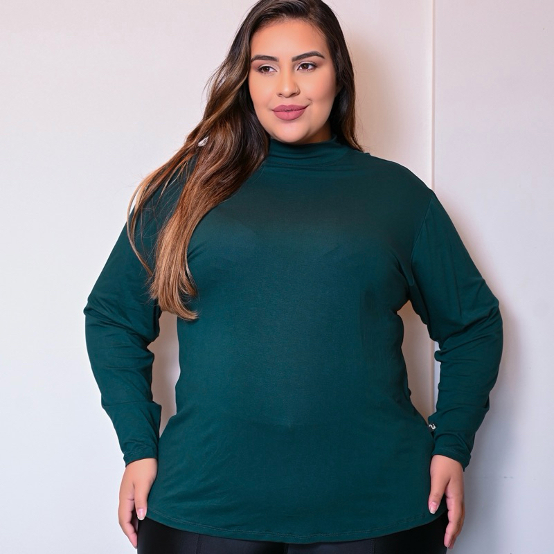 Blusa cacharrel Plus Size gola alta segunda pele manga longa Viscolycra Várias Cores em Oferta na Shopee