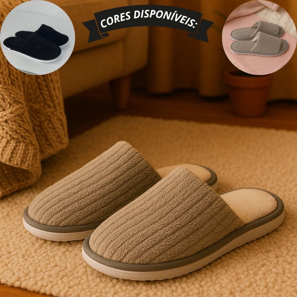 Chinelo Pantufa Masculina Forrada Em lã Muito Confortável Leve e Macia Quentinha Para o In...