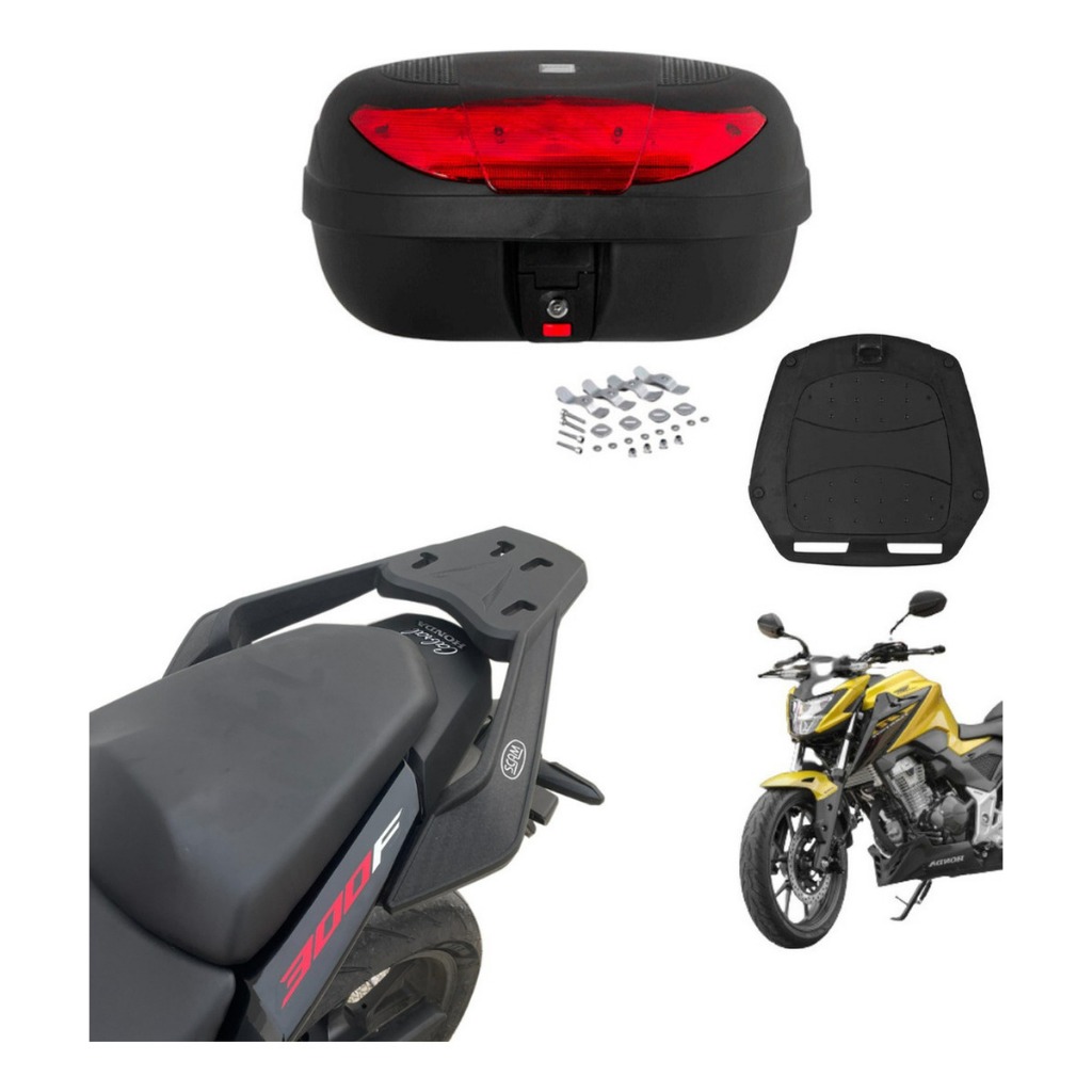 Kit Suporte De Baú Bagageiro Honda  Nova Cb 300f Twister + Bau Protork 45 litros