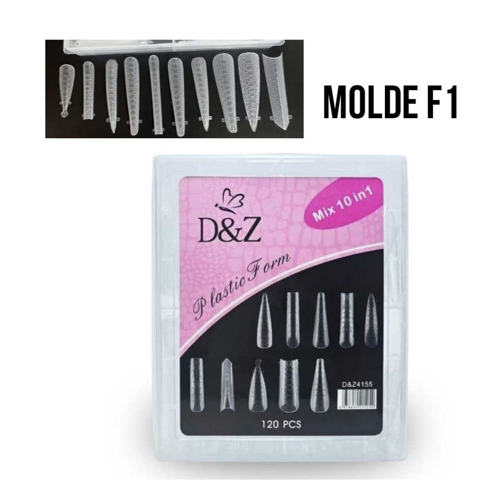 Mix Molde F1 - 10 in 1 modelos Profissionais D&Z Dual form Reutilizável 120 Unidades unhas em Oferta na Shopee