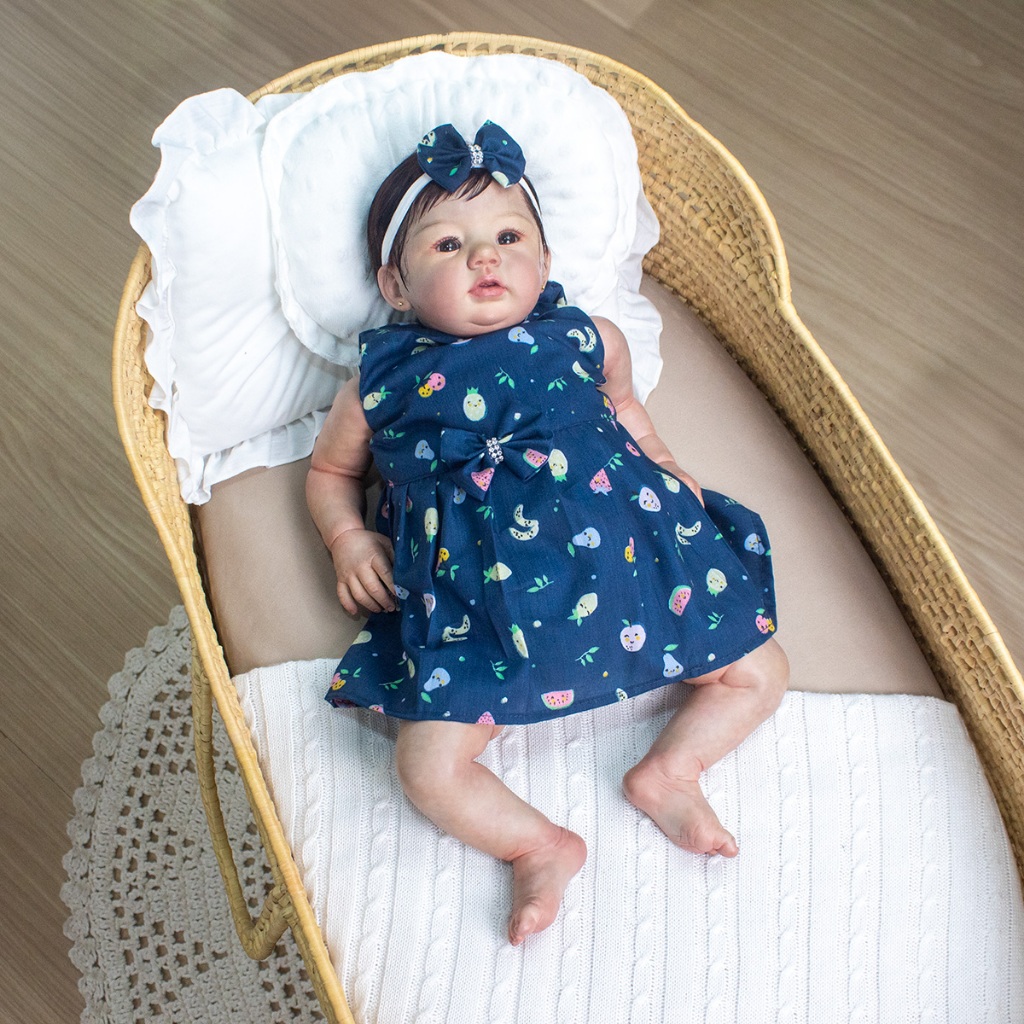 Vestido Para Bebê Reborn Com Laço Faixinha  de cabelo roupinhas para boneca bebe reborn vestidinho
