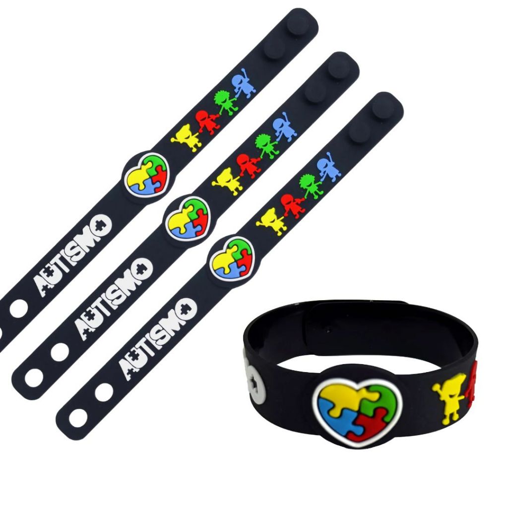 3 Pulseiras Ajustáveis P/ Autismo/autistas - Quebra Cabeça em Oferta na Shopee