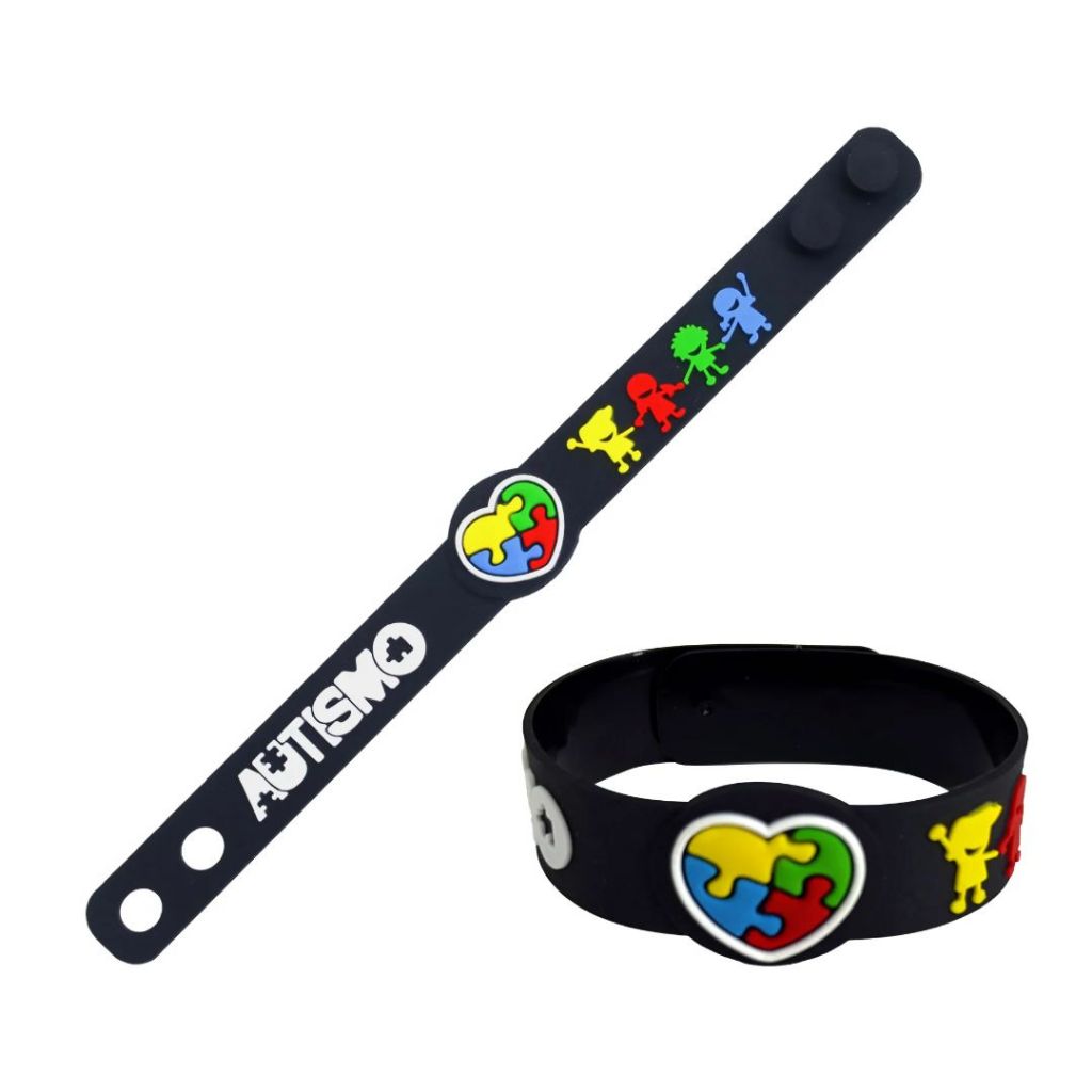 Pulseira De Identificação Autista Silicone Infantil Autismo Preto em Oferta na Shopee