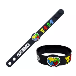 Pulseira De Identificação Autista Silicone Infantil Autismo Preto