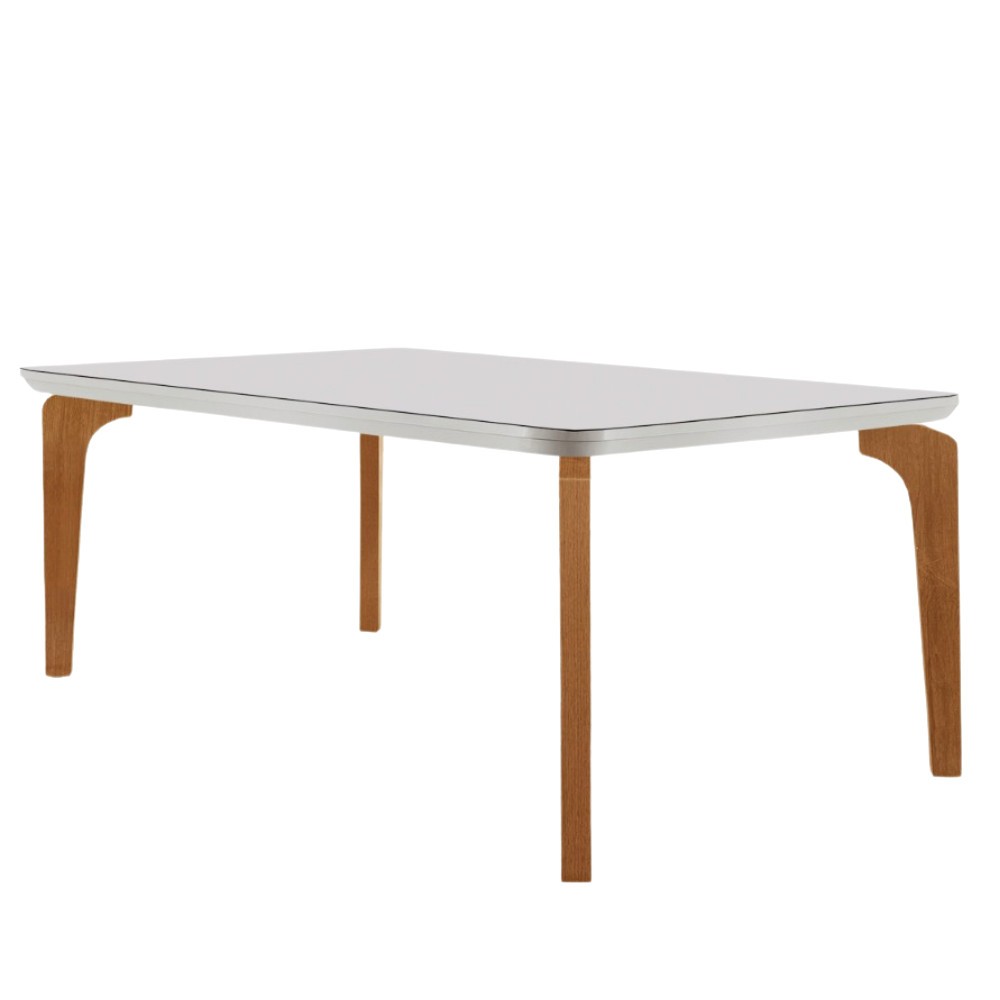 Mesa Sala de Jantar Liz 180cm Em MDF e Vidro Com Canto Copo em Oferta na Shopee