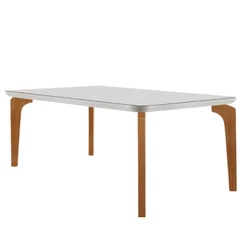 Mesa Sala de Jantar Liz 180cm Em MDF e Vidro Com Canto Copo