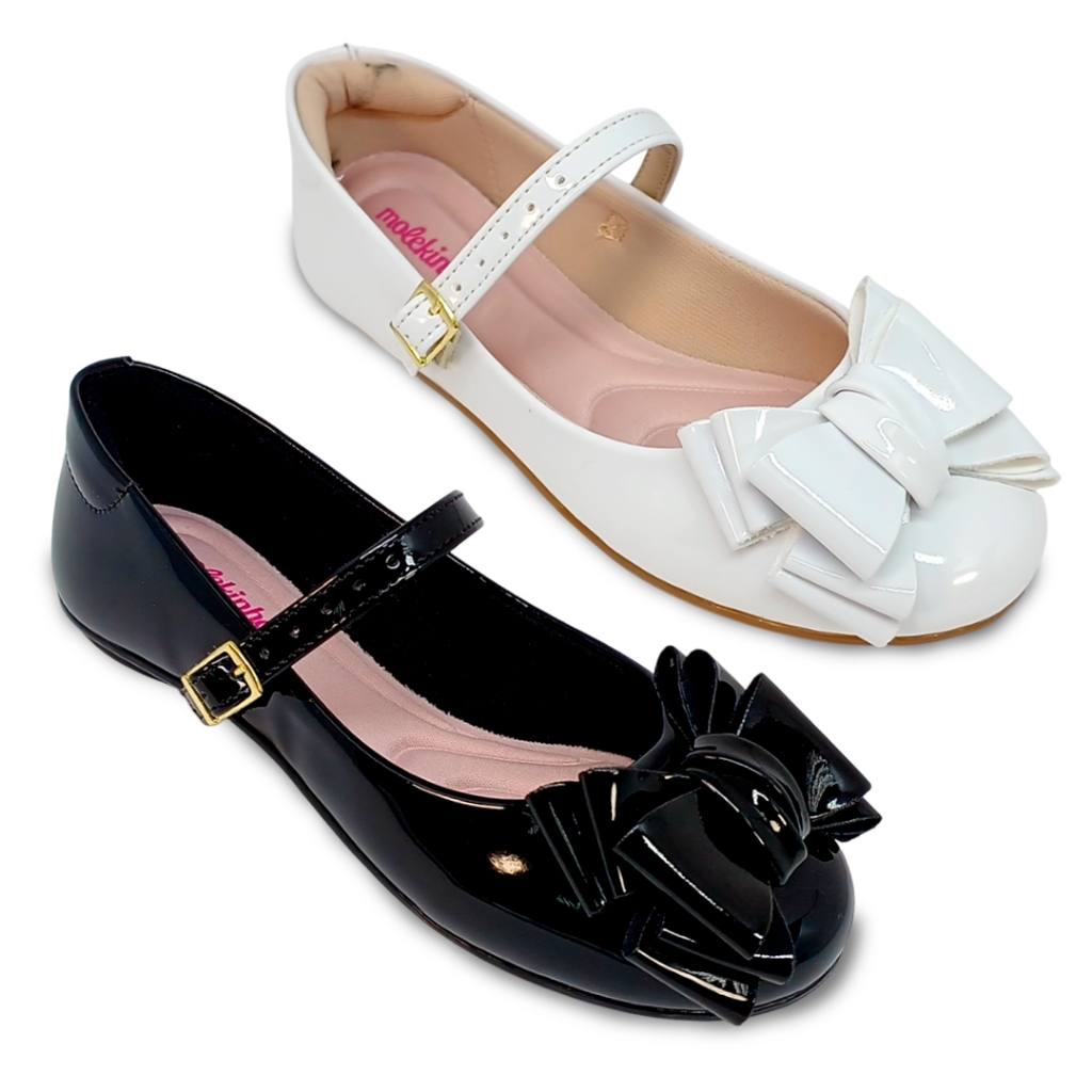 Sapatilha Molekinha Menina Boneca Laço Verniz 20831122 em Oferta na Shopee