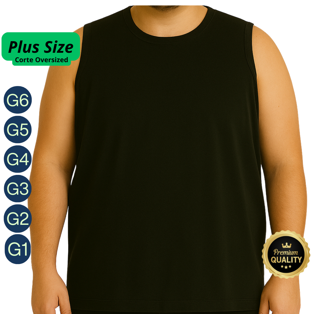 Camiseta Regata Masculino PROMOÇÃO Plus Size Oversized G6 G5 G4 G3 G2 G1 100% Algodão Lisa Básica