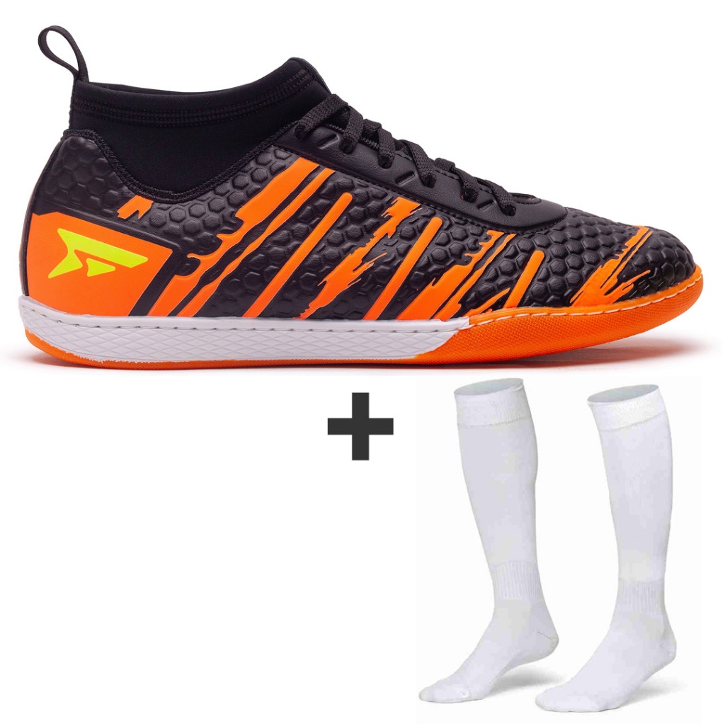 Chuteira Botinha Adulto Futsal Quadra Leve e Confortável + Meião Adulto Lançamento em Oferta na Shopee