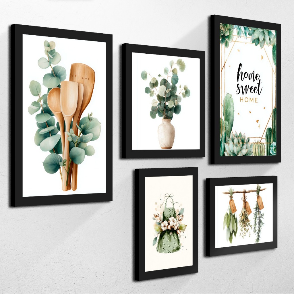 Kit Home 5 Peças Talheres Cozinha Panela Folhas Temperos Para Cozinha Lar Doce Lar Hall em Oferta na Shopee