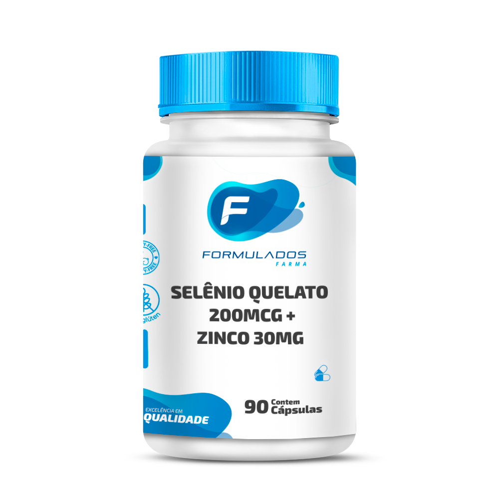 Selênio Quelato 200mcg Zinco 30mg 90 Cápsulas Antioxidante para Imunidade