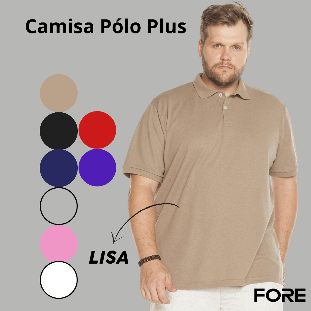 Polo Masculina Plus Size Algodão 505304-C1