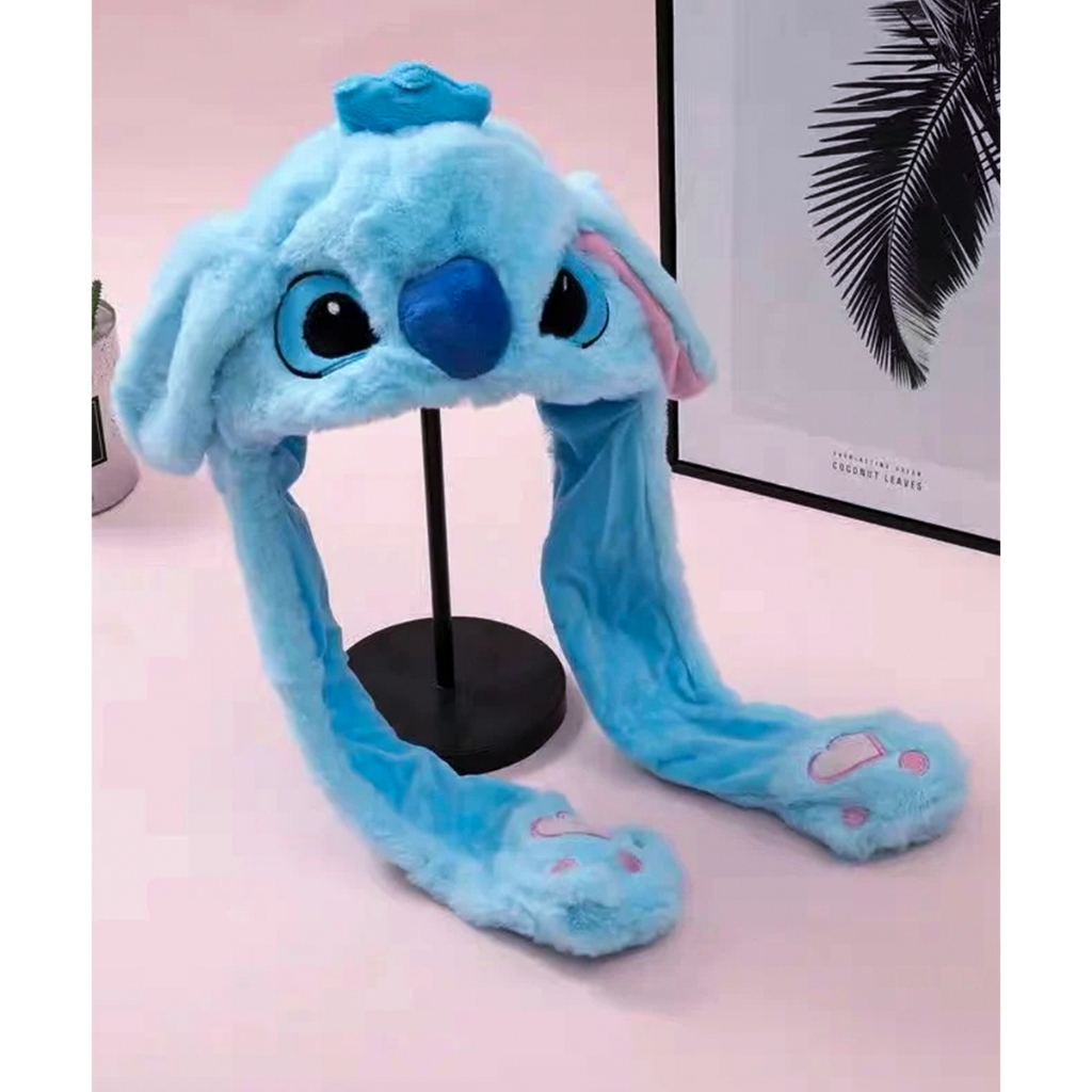 TOUCA LED LEVANTA ORELHAS MENINO DO STITCH PELUCIADA / GORRO LED MEXE ORELHINHAS INFANTIL DO STITCH
