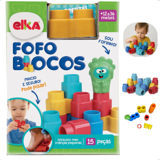 Blocos Montar Encaixar Colorido Maleável Mole Fofo Blocos 15 Pc Brinquedo bebê criança infantil ELKA