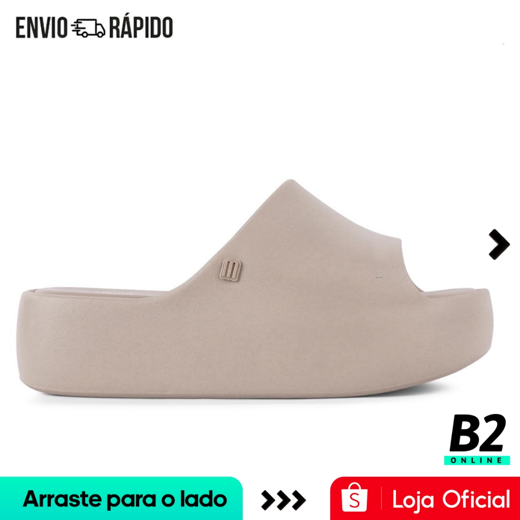 Chinelo Slide Melissa Free Plataforma Feminina Bege Original Com Nota Fiscal e Garantia