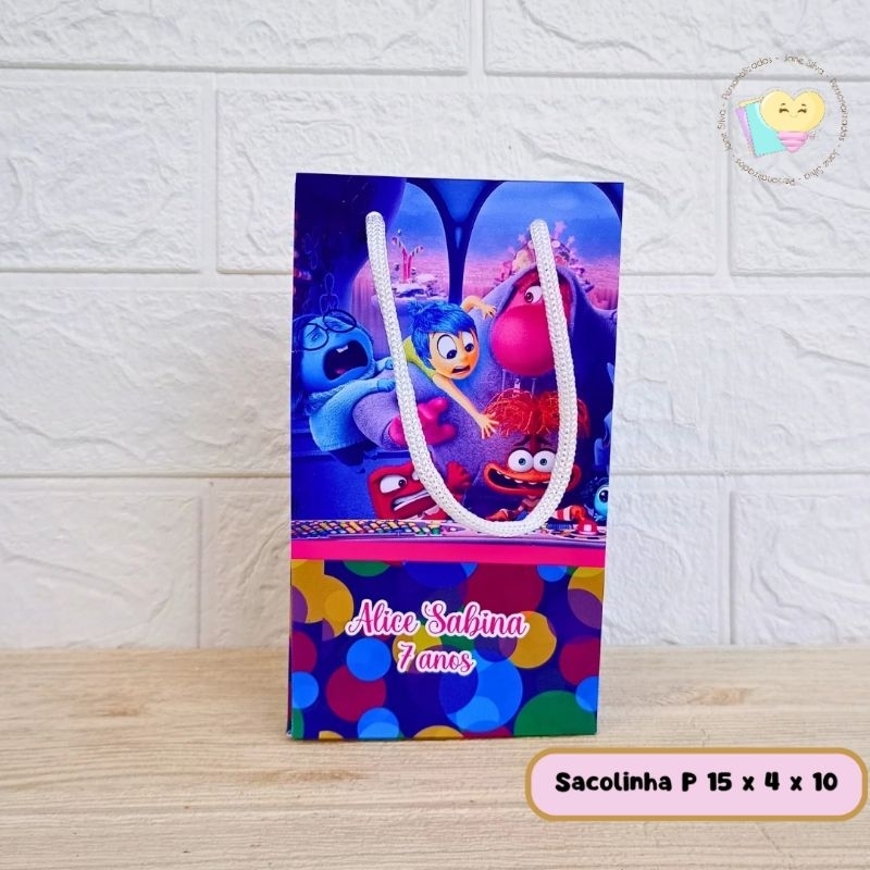 Sacolinha Personalizada Divertida Mente 2 - Lembrancinha - Festa Infantil - Aniversário / PEGUE E MONTE