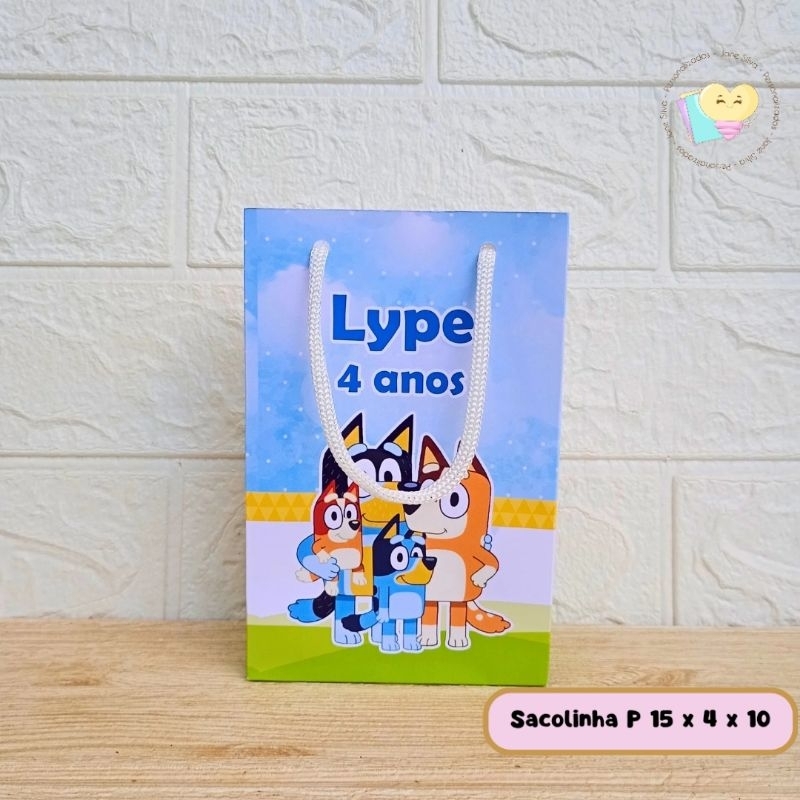 Sacolinha Personalizada Bluey Menino - Lembrancinha - Festa Infantil - Aniversário / PEGUE E MONTE