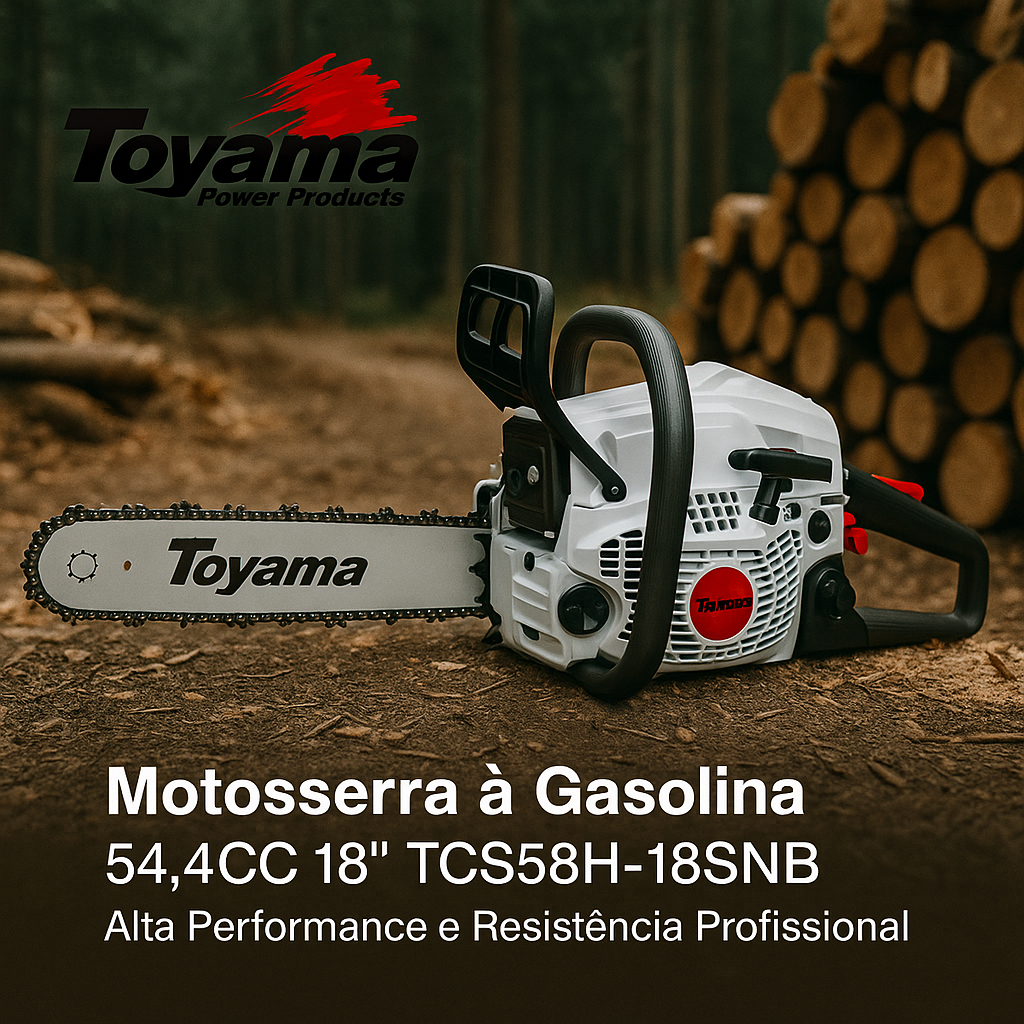 Motosserra à Gasolina 54,4CC 18" TCS58H-18SNB Alta Performance e Resistência Profissional - Toyama — imagem 2 de 2