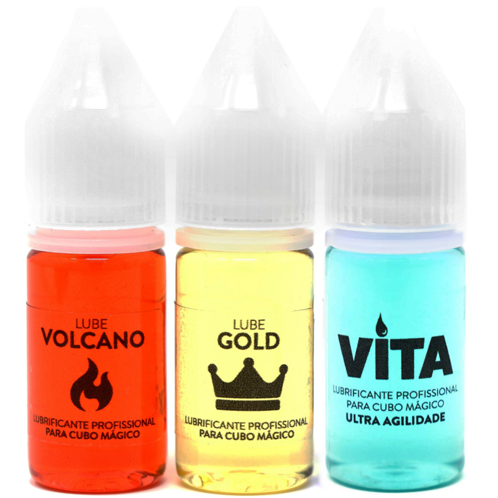 Kit 3 Lubrificantes Para Cubo Mágico Profissional - Lube Vita, Gold e Volcano Cuber PRO - Cuber Brasil em Oferta na Shopee