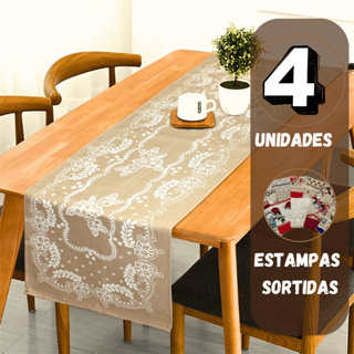 kit c/ 4 peças Caminho de Mesa 0,40x1,45 Estampas Sortidas em Oferta na Shopee