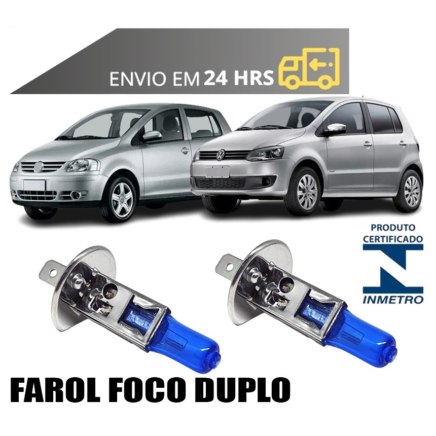 Lâmpada farol alto Fox de 2003 a 2022 Foco Duplo Super Branca 8500k H1