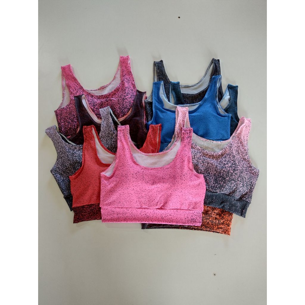 KIT 2 Tops Feminino Academia com Bojo Removível Cropped Degradê em Oferta na Shopee