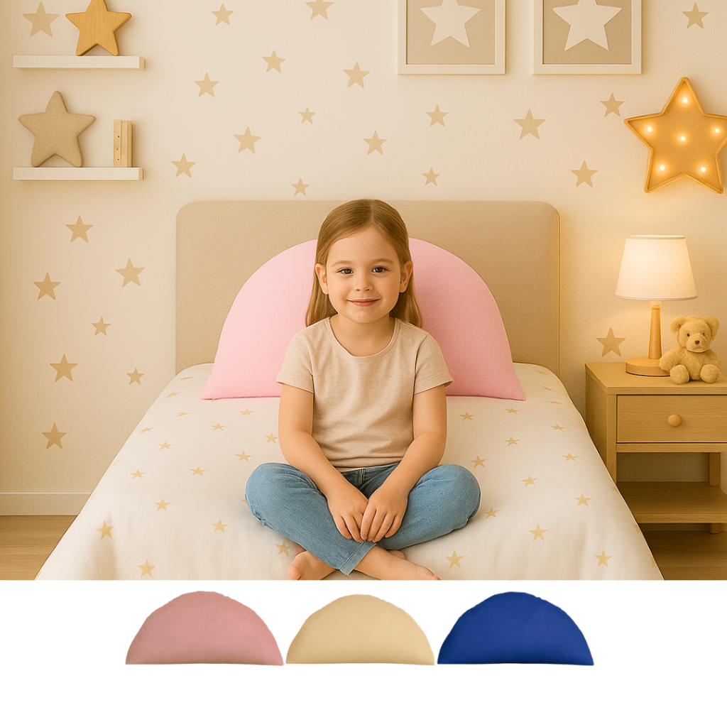 Almofada Infantil Decorativa Meia Lua Mini Cama Encosto Sofá Cama Decoração Quarto Várias Cores