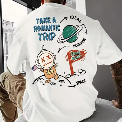 Camiseta Oversized Estampada Espaço Confortável Camisa Tamanho Grande Estilosa Streetwear