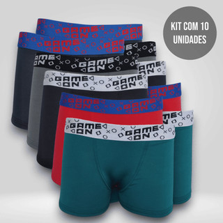Kit 10 Cuecas Boxer Infantis Lisas Com Elástico Bordado Forro 100% Algodão Box Masculina