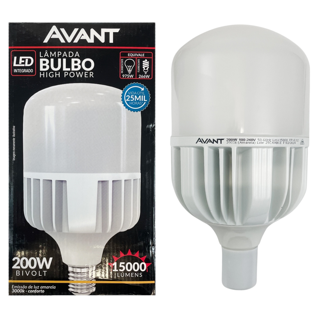 Lampada Led Bulbo 200w E40 Branco Quente 3000k Bivolt Avant